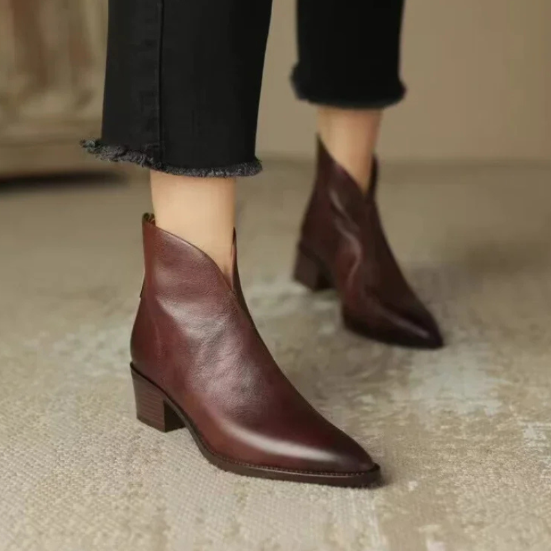 Lucia™ Leather Ankle Boots – Sophisticated Style and Comfort