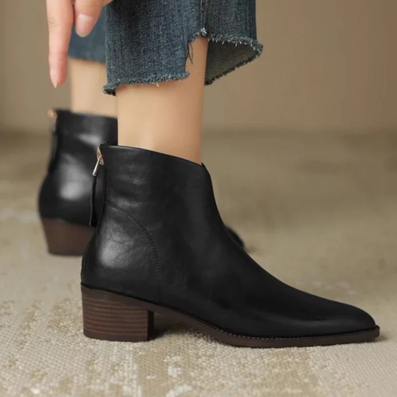 Lucia™ Leather Ankle Boots – Sophisticated Style and Comfort